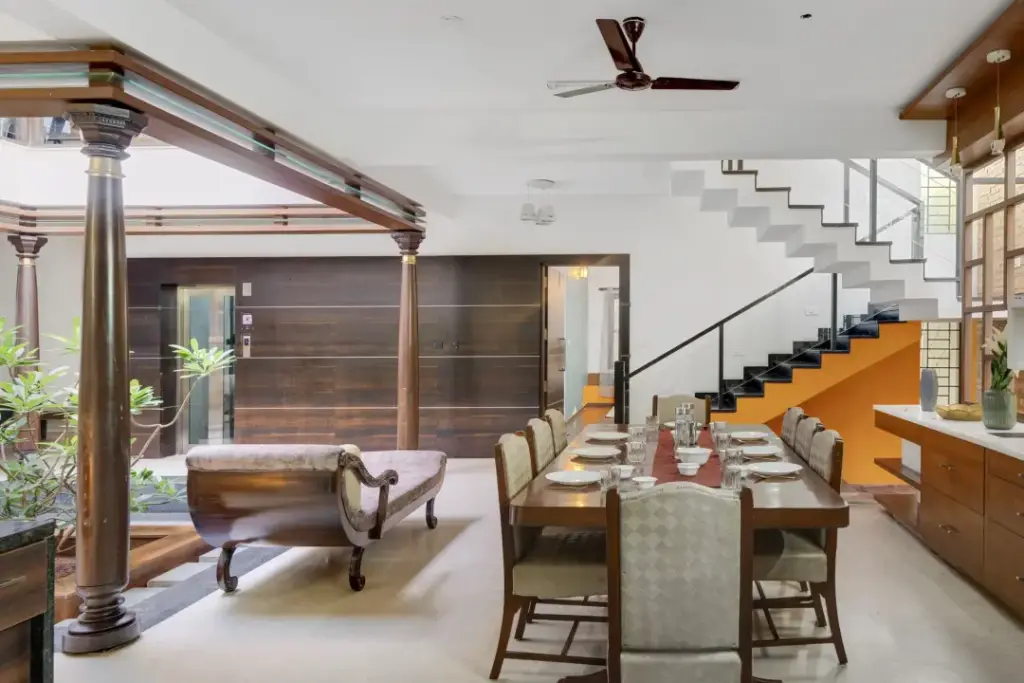 Spacious indoor common area in a private villa in Bengaluru for comfortable New Year celebrations