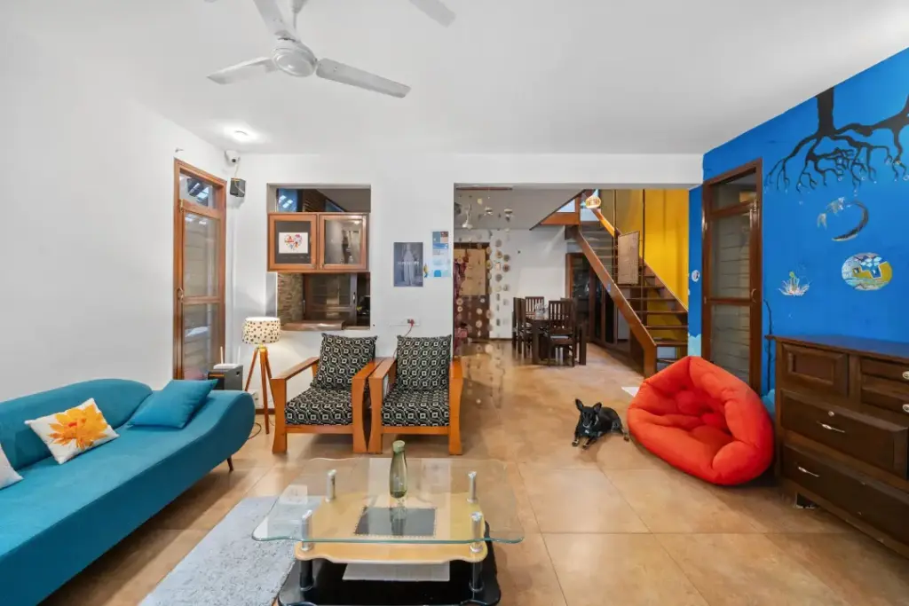 Modern living room inside a Spacez luxury villa in Bengaluru with ample seating