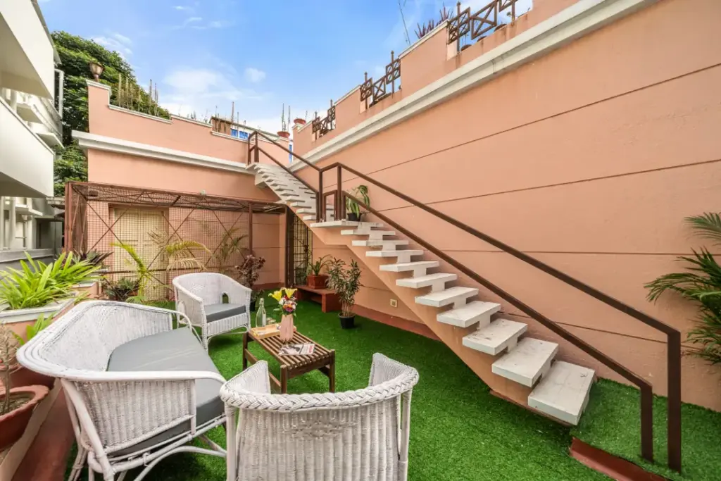 Open rooftop space at a Bengaluru villa set up for a relaxed New Year countdown