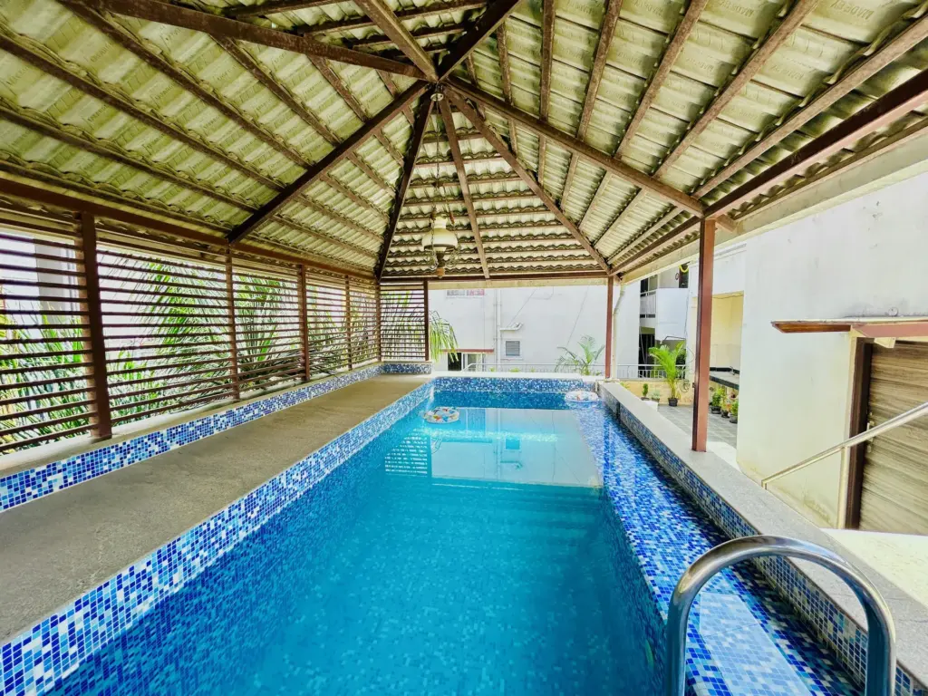 Private villa outdoor space in Bengaluru offering a calm and traffic free New Year’s Eve stay