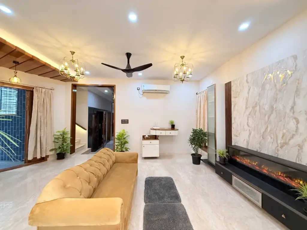 Premium indoor lounge area at Urban Utopia Spacez with contemporary seating for intimate family gatherings and cocktail hours