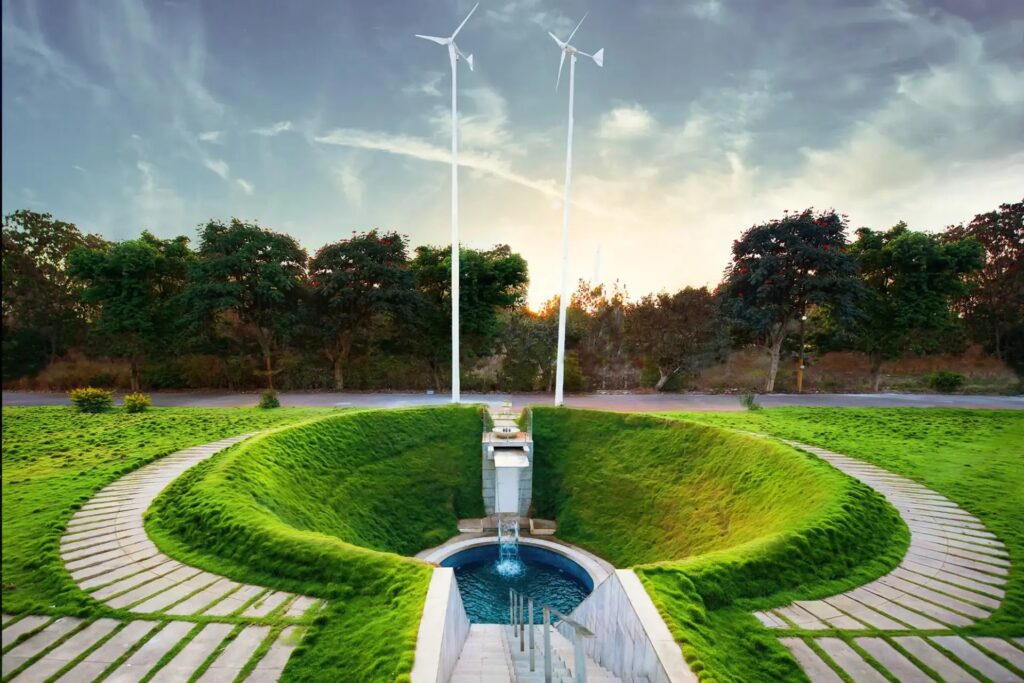 Private underground swimming pool and jacuzzi at Crystal Hall by Spacez, showing blue illuminated water and contemporary stone tiling for an exclusive staycation experience.