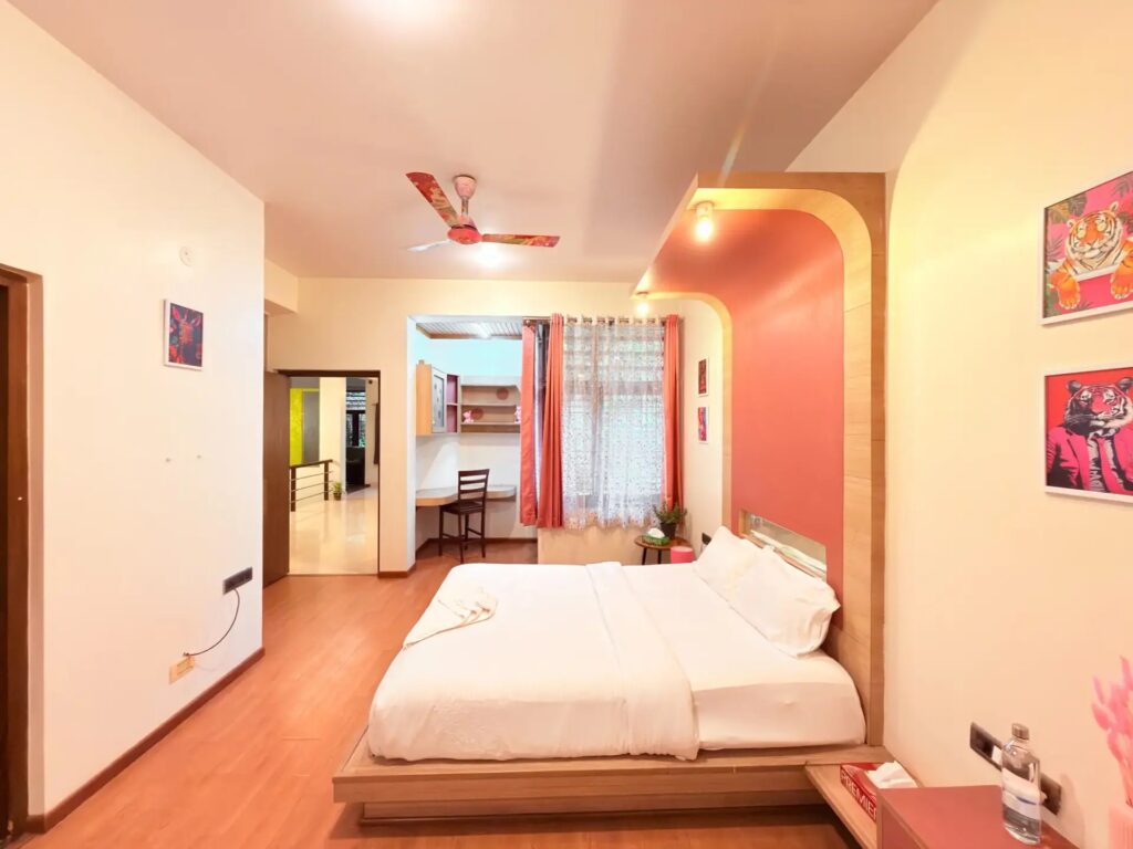 Premium master bedroom with a modern design touch, plush bedding, and contemporary minimalist interiors.